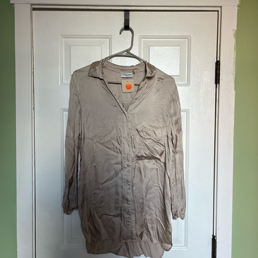 Wilfred Taupe Button-Up Blouse